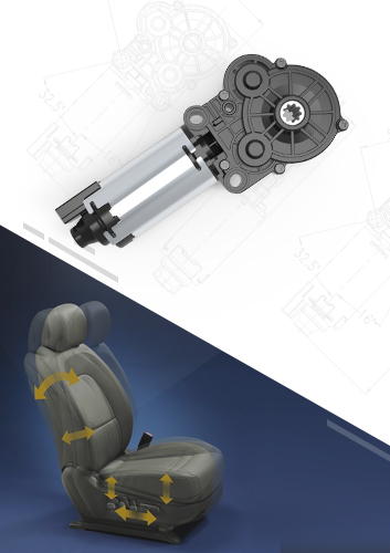 非标定制型带蜗轮蜗杆齿轮箱的汽车电动座椅背靠角度调节直流电机