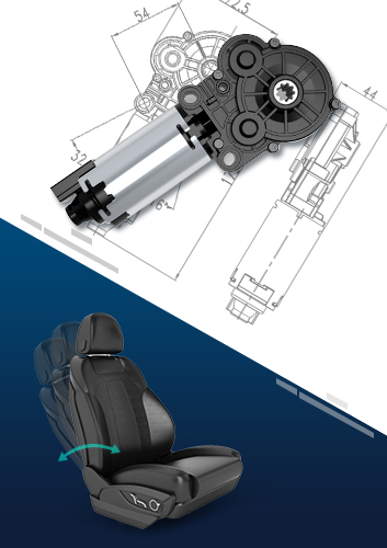非标定制型带蜗轮蜗杆齿轮箱的汽车电动座椅背靠角度调节直流电机
